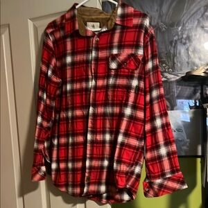 Men’s Red Plaid Button-Up Shirt